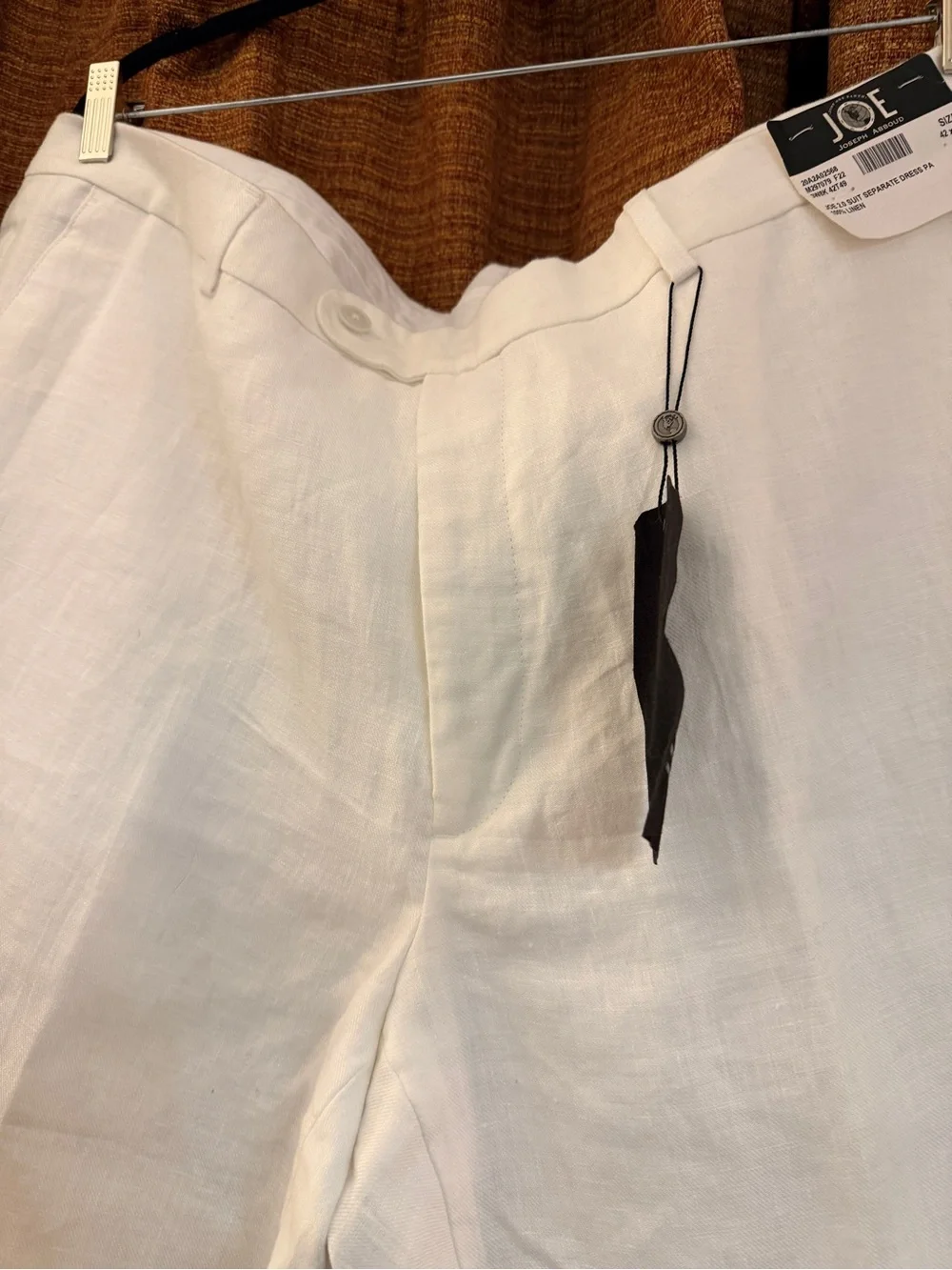 Joie Slim Linen-Blend Men’s White Chinos